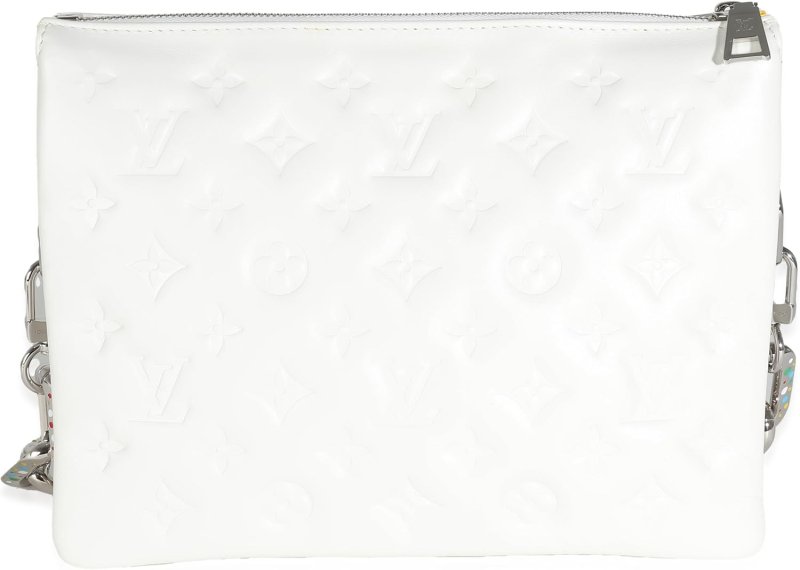 LOUIS VUITTON PRE-LOVED X YK WHITE MONOGRAM EMBOSSED PUFFY LAMBSKIN COUSSIN PM