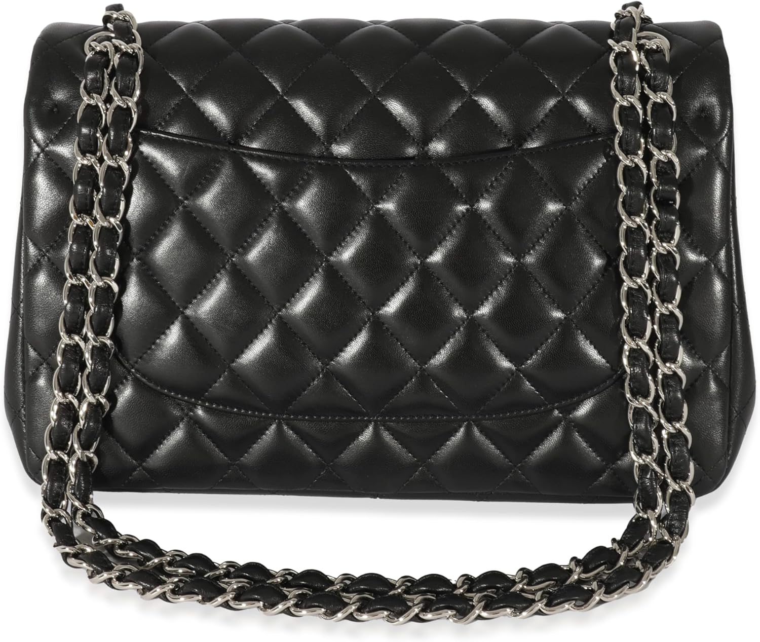 CHANEL PRE-LOVED BLACK QUILTED LAMBSKIN JUMBO CLASSIC DOUBLE FLAP
