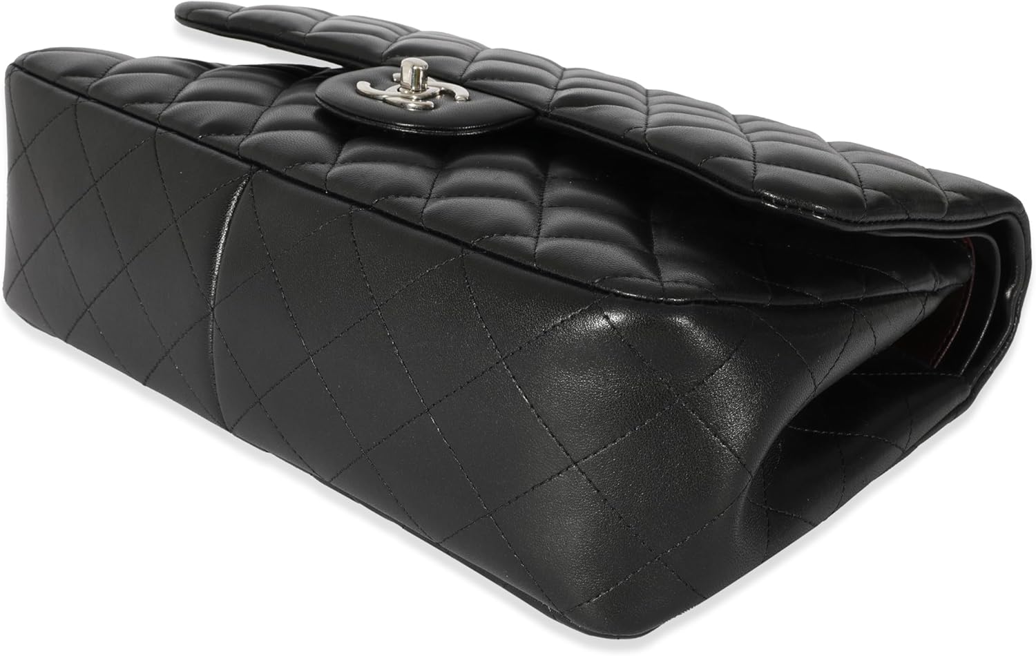 CHANEL PRE-LOVED BLACK QUILTED LAMBSKIN JUMBO CLASSIC DOUBLE FLAP