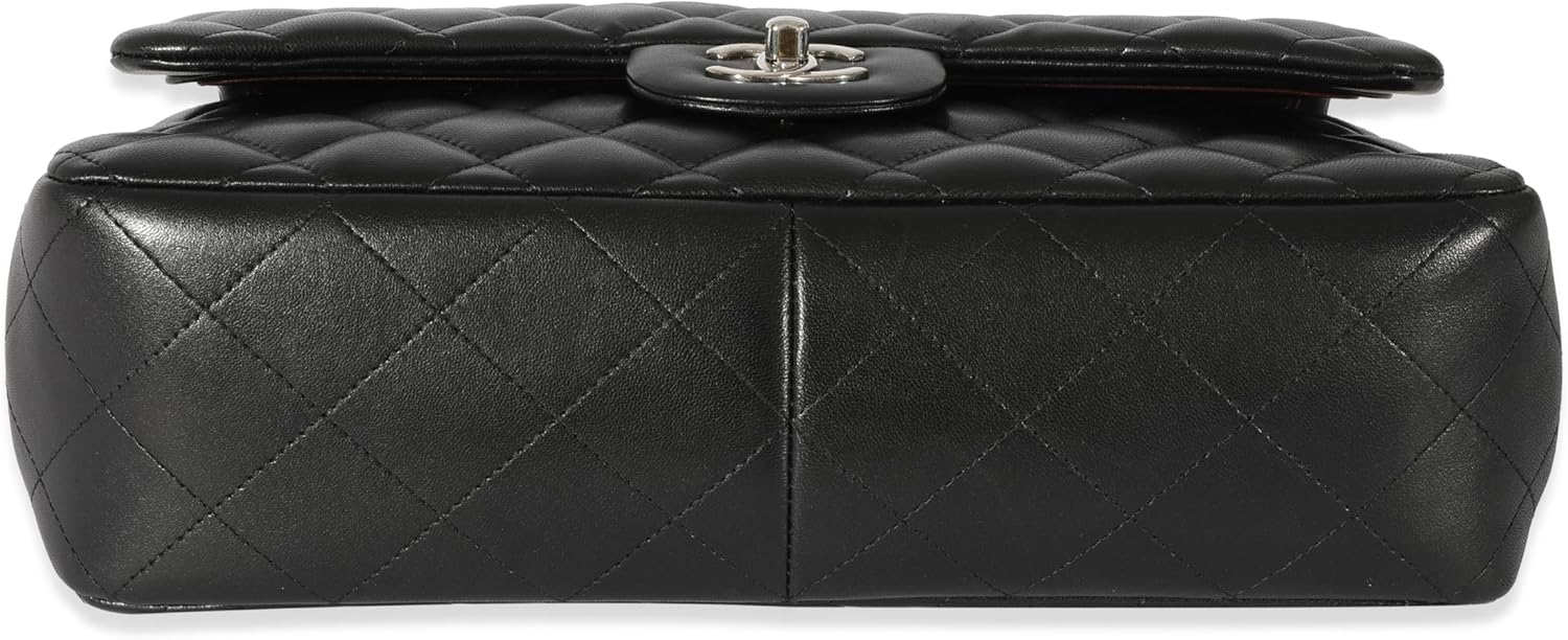 CHANEL PRE-LOVED BLACK QUILTED LAMBSKIN JUMBO CLASSIC DOUBLE FLAP