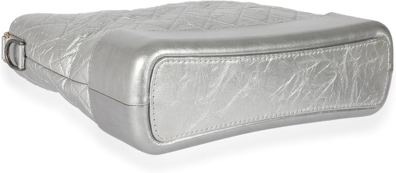 CHANEL PRE-LOVED SILVER QUILTED AGED CALFSKIN LARGE GABRIELLE HOBO