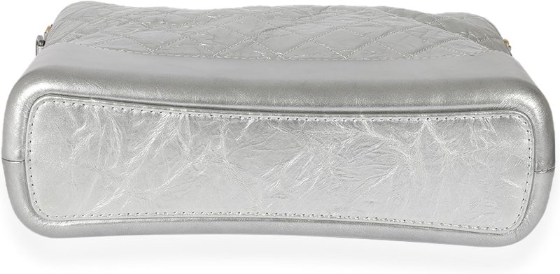 CHANEL PRE-LOVED SILVER QUILTED AGED CALFSKIN LARGE GABRIELLE HOBO