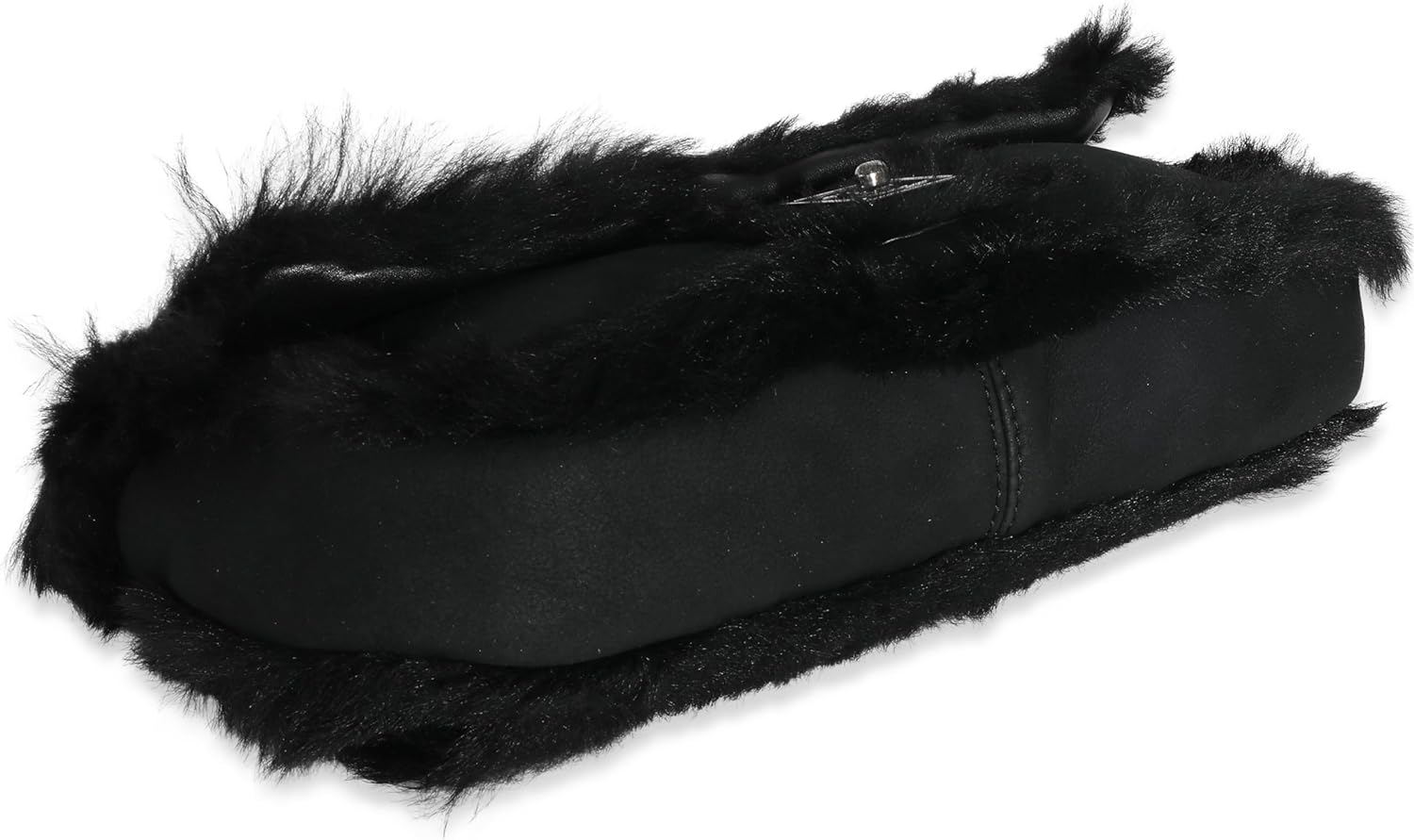 CHANEL PRE-LOVED BLACK HORIZONTAL STITCH SHEARLING CC FLAP BAG
