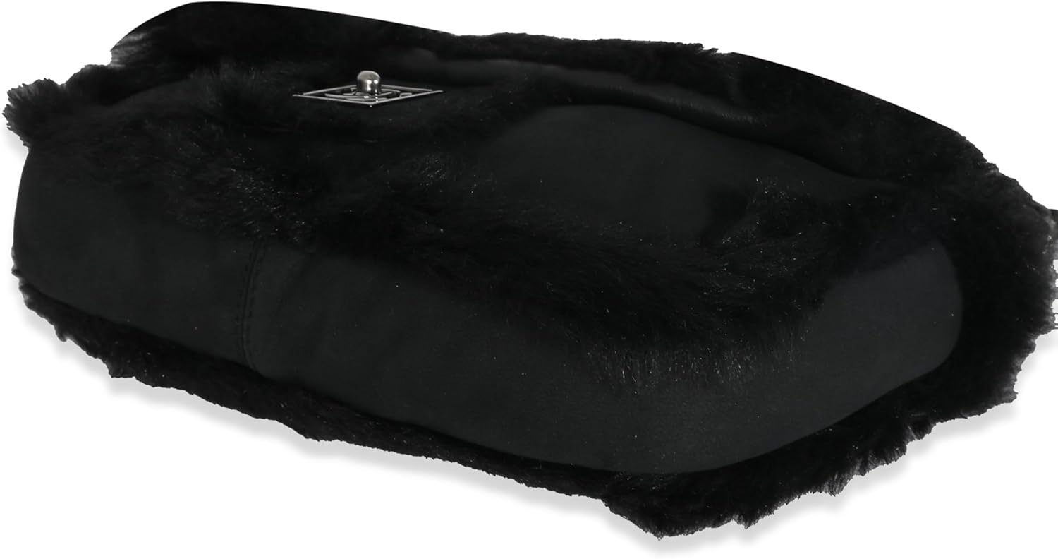 CHANEL PRE-LOVED BLACK HORIZONTAL STITCH SHEARLING CC FLAP BAG