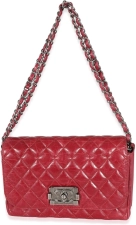 CHANEL PRE-LOVED 12P RED GLAZED CALFSKIN VEAU BRILLIANTE FLAP BAG