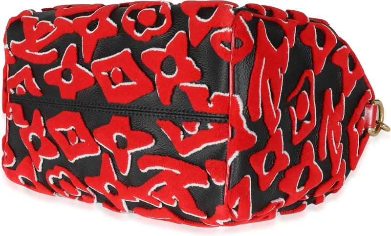 LOUIS VUITTON PRE-LOVED X UF BLACK RED TUFTED MONOGRAM SPEEDY BANDOULIERE 25
