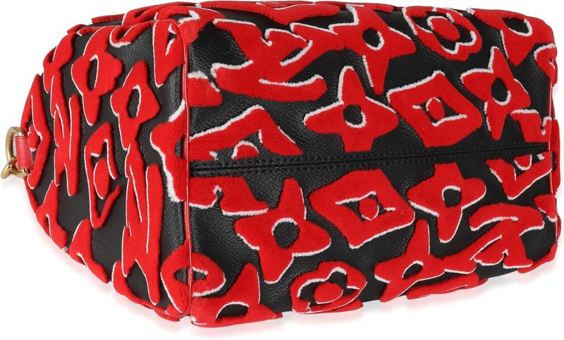 LOUIS VUITTON PRE-LOVED X UF BLACK RED TUFTED MONOGRAM SPEEDY BANDOULIERE 25