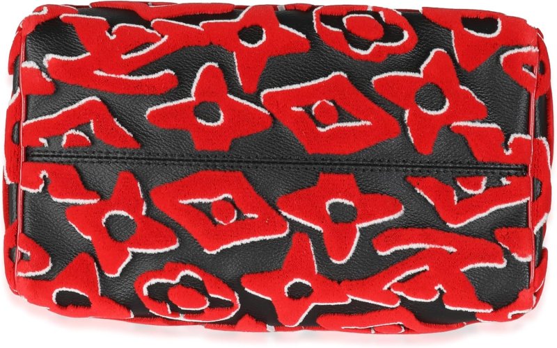 LOUIS VUITTON PRE-LOVED X UF BLACK RED TUFTED MONOGRAM SPEEDY BANDOULIERE 25