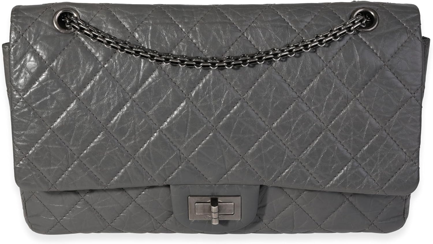 CHANEL PRE-LOVED GRAY QUILTED AGED CALFSKIN REISSUE 2.55 227 DOUBLE FLAP BAG