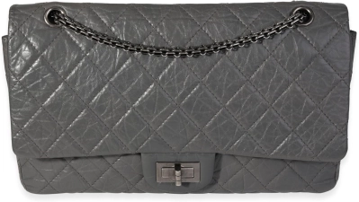 CHANEL PRE-LOVED GRAY QUILTED AGED CALFSKIN REISSUE 2.55 227 DOUBLE FLAP BAG