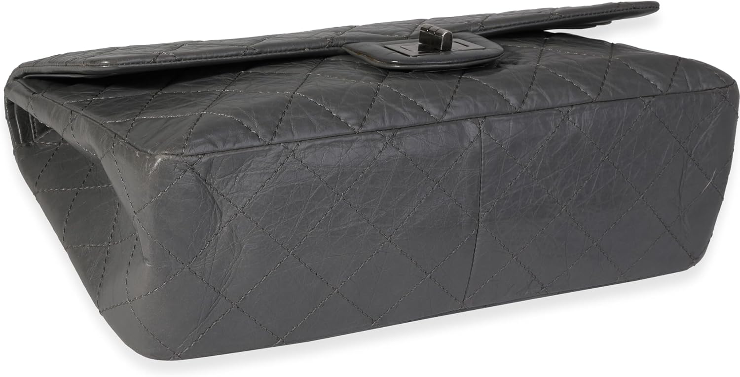 CHANEL PRE-LOVED GRAY QUILTED AGED CALFSKIN REISSUE 2.55 227 DOUBLE FLAP BAG