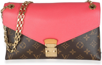 LOUIS VUITTON PRE-LOVED ROSE LITCHI MONOGRAM CANVAS PALLAS CHAIN BAG