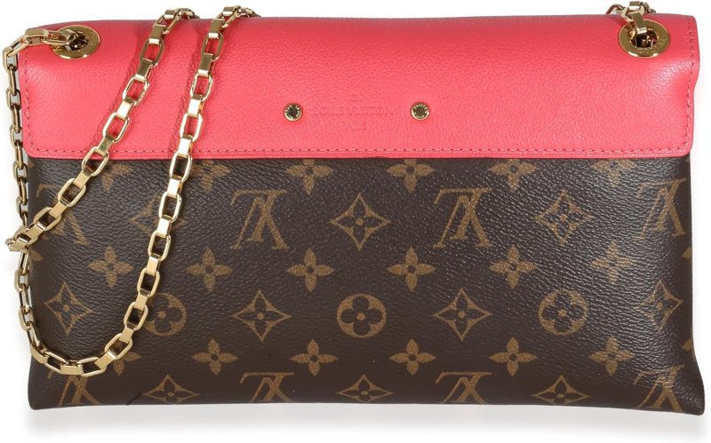 LOUIS VUITTON PRE-LOVED ROSE LITCHI MONOGRAM CANVAS PALLAS CHAIN BAG