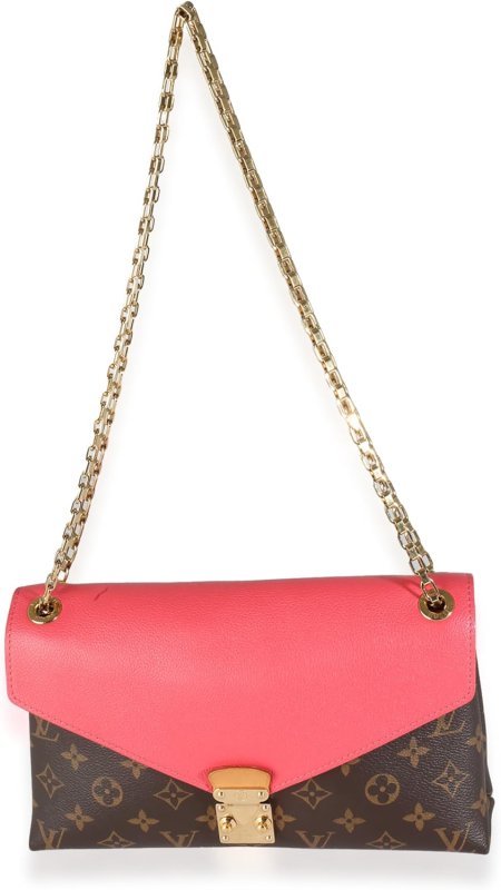 LOUIS VUITTON PRE-LOVED ROSE LITCHI MONOGRAM CANVAS PALLAS CHAIN BAG