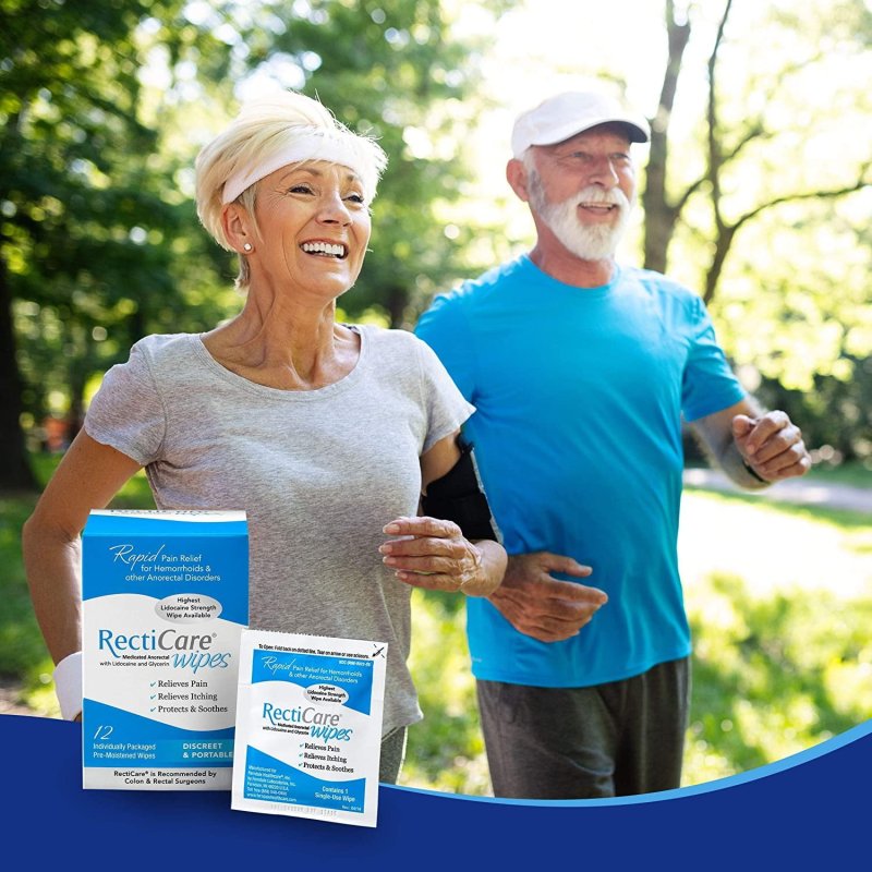 RECTICARE ANORECTAL WIPES WITH 5% LIDOCAINE & GLYCERIN - 12 PACK FOR IMMEDIATE RELIEF