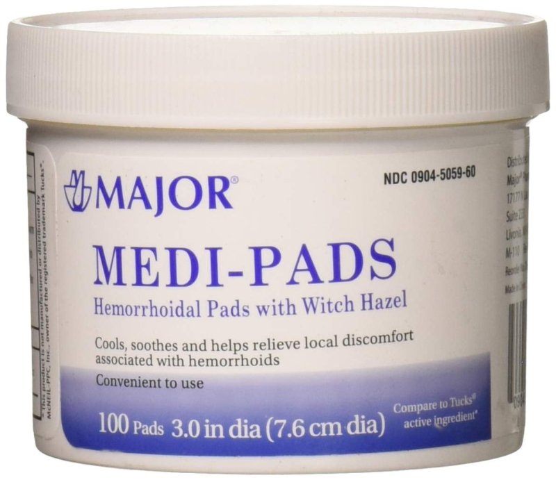 MAJOR MEDI-PADS TUCKS PADS WITCH HAZEL HEMORRHOIDAL PADS 100 JAR