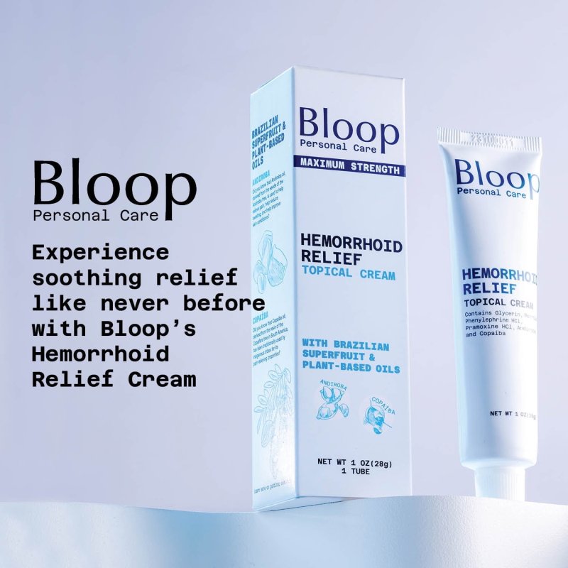 BLOOP HEMORRHOID RELIEF CREAM PHENYLEPHRINE PRAMOXINE ANDIROBA COPAIBA OILS MAX STRENGTH 1OZ