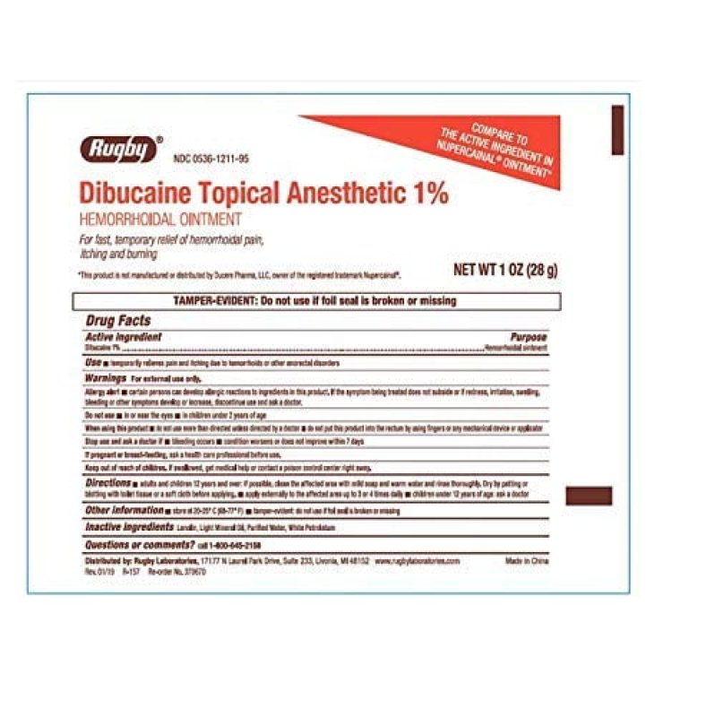 RUGBY  DIBUCAINE HEMORRHOIDAL OINTMENT 1% 1 OZ PACK OF 3