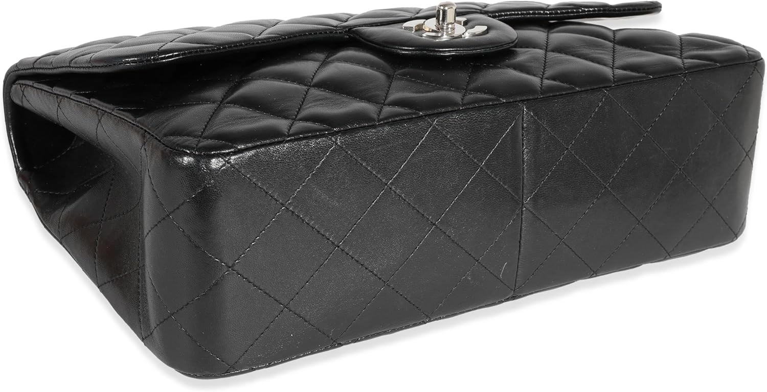CHANEL PRE-LOVED BLACK QUILTED LAMBSKIN JUMBO CLASSIC SINGLE FLAP BAG