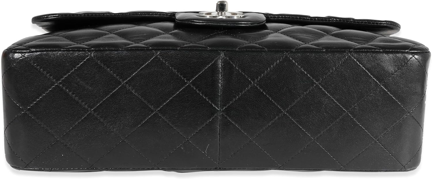 CHANEL PRE-LOVED BLACK QUILTED LAMBSKIN JUMBO CLASSIC SINGLE FLAP BAG
