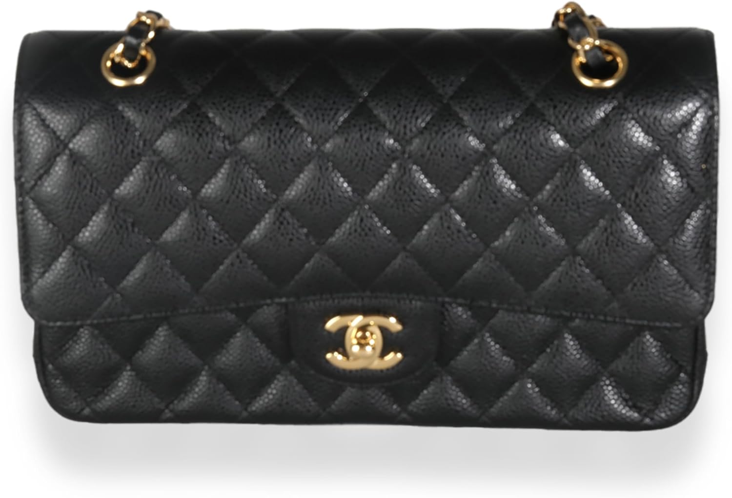 CHANEL PRE-LOVED BLACK QUILTED CAVIAR MEDIUM CLASSIC DOUBLE FLAP HANDBAG