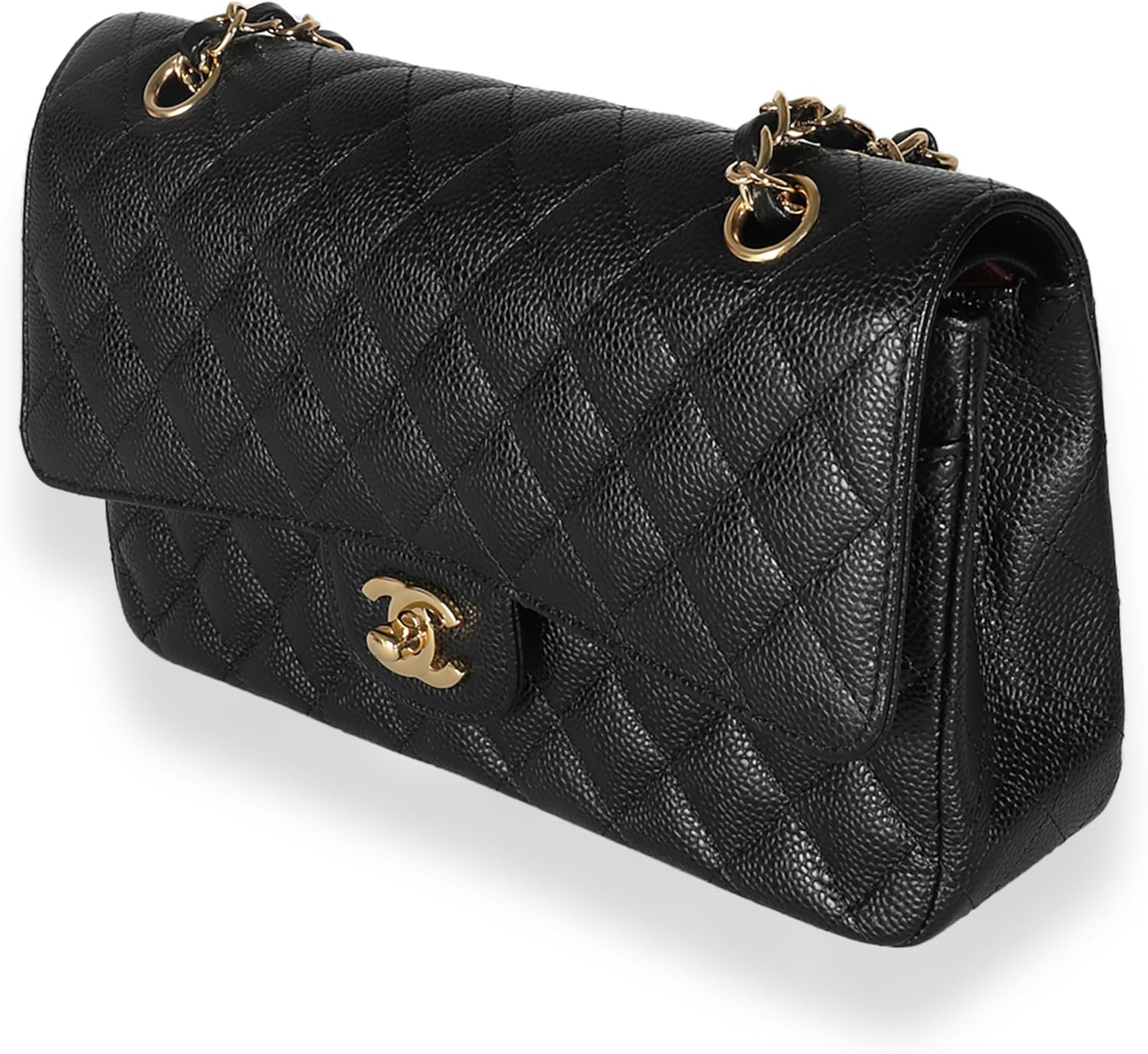 CHANEL PRE-LOVED BLACK QUILTED CAVIAR MEDIUM CLASSIC DOUBLE FLAP HANDBAG