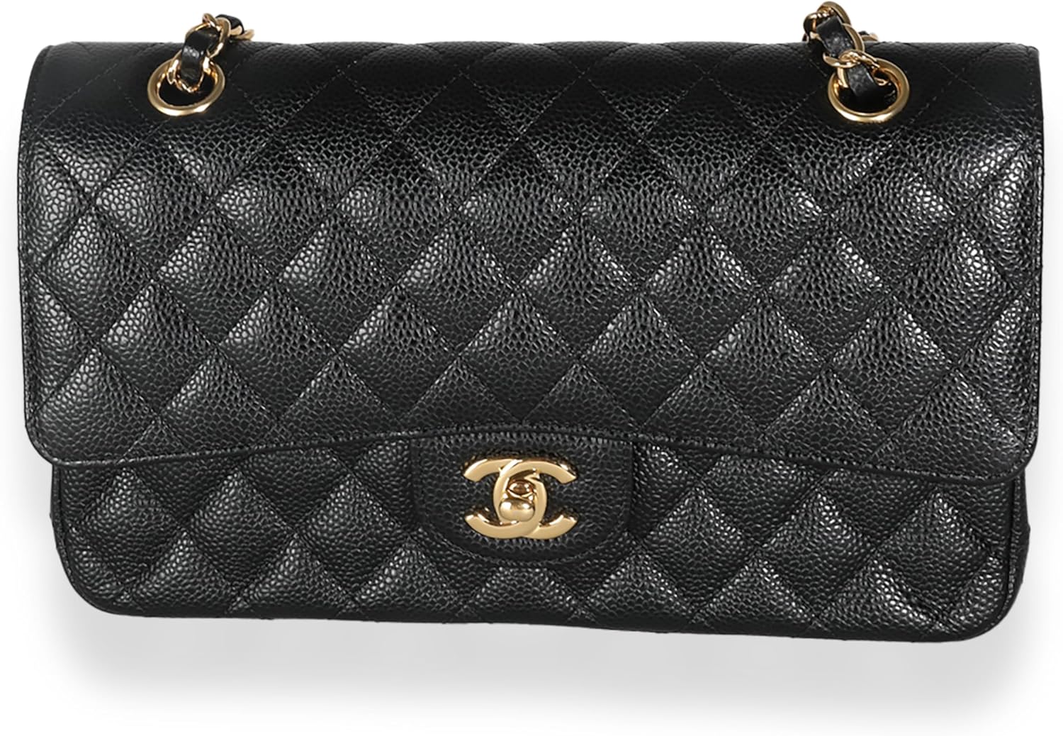 CHANEL PRE-LOVED BLACK QUILTED CAVIAR MEDIUM CLASSIC DOUBLE FLAP HANDBAG