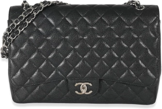 CHANEL PRE-LOVED BLACK QUILTED MAXI DOUBLE FLAP BAG