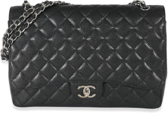 CHANEL PRE-LOVED BLACK QUILTED MAXI DOUBLE FLAP BAG