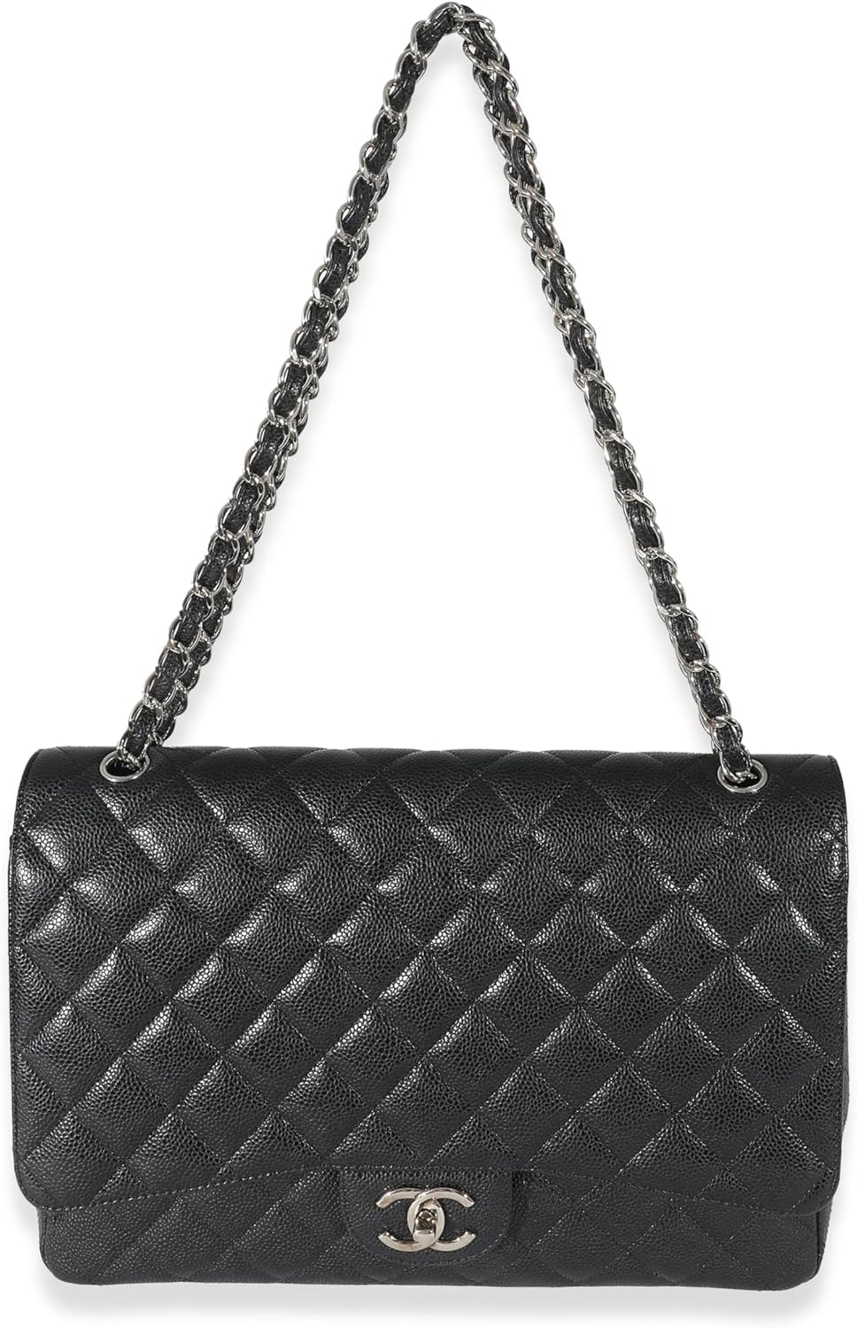 CHANEL PRE-LOVED BLACK QUILTED MAXI DOUBLE FLAP BAG