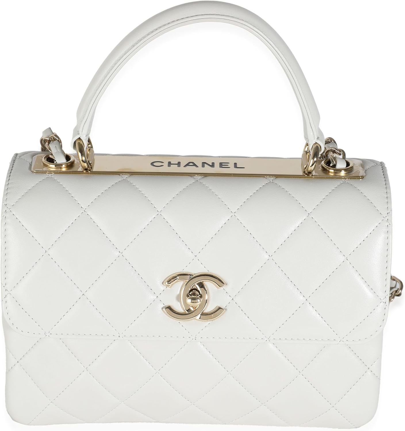 CHANEL PRE-LOVED GREY QUILTED LAMBSKIN SMALL TRENDY CC TOP HANDLE FLAP BAG