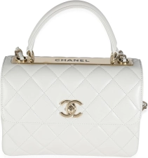 CHANEL PRE-LOVED GREY QUILTED LAMBSKIN SMALL TRENDY CC TOP HANDLE FLAP BAG
