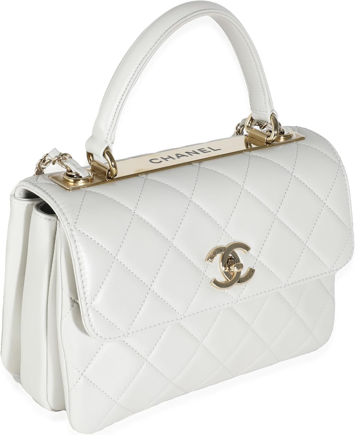 CHANEL PRE-LOVED GREY QUILTED LAMBSKIN SMALL TRENDY CC TOP HANDLE FLAP BAG