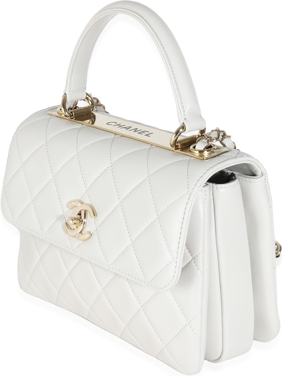 CHANEL PRE-LOVED GREY QUILTED LAMBSKIN SMALL TRENDY CC TOP HANDLE FLAP BAG