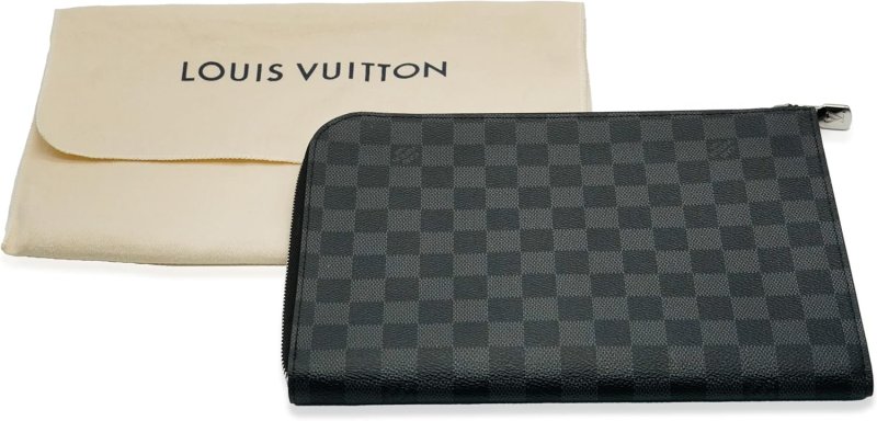 LOUIS VUITTON PRE-LOVED DAMIER GRAPHITE CANVAS POCHETTE JOUR PM