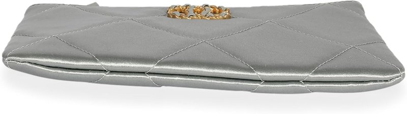 CHANEL PRE-LOVED GRAY QUILTED SATIN CHANEL, PRE-LOVED 19 O-CASE
