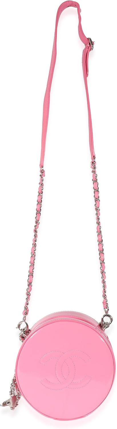 CHANEL PRE-LOVED PINK PATENT CC ROUND AS EARTH BAG