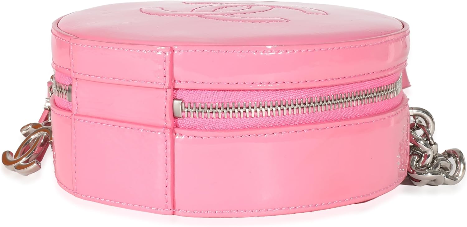 CHANEL PRE-LOVED PINK PATENT CC ROUND AS EARTH BAG