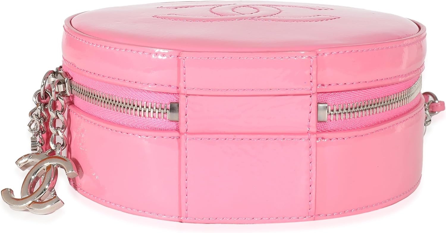 CHANEL PRE-LOVED PINK PATENT CC ROUND AS EARTH BAG