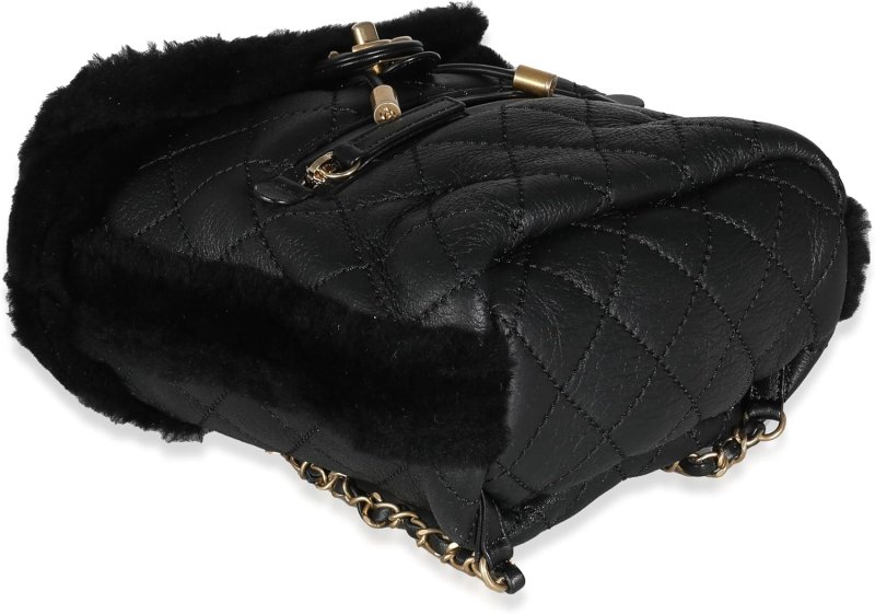 CHANEL PRE-LOVED BLACK QUILTED SHEARLING PARIS HAMBURG SMALL BACKPACK