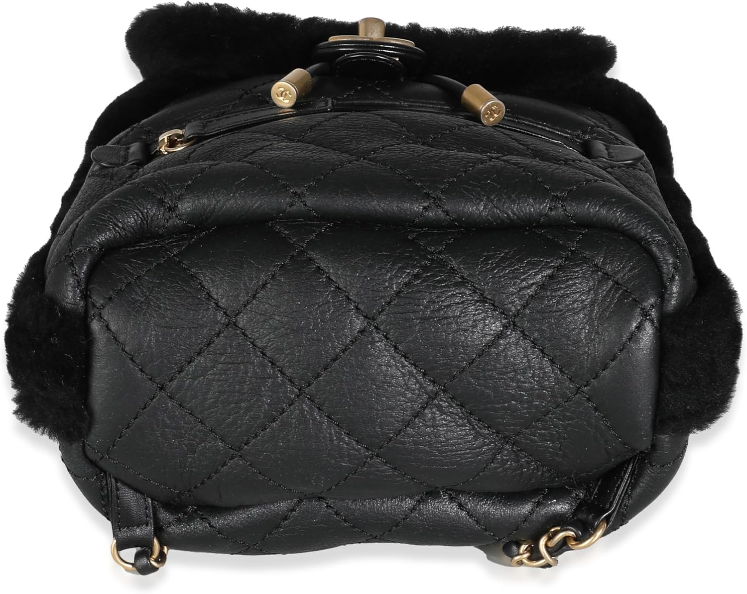 CHANEL PRE-LOVED BLACK QUILTED SHEARLING PARIS HAMBURG SMALL BACKPACK