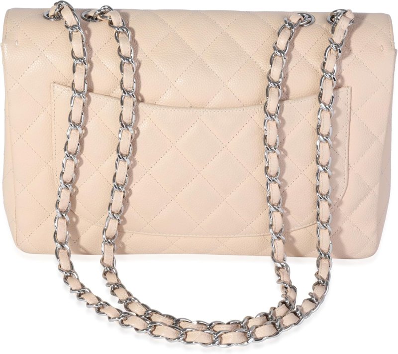 CHANEL PRE-LOVED BEIGE QUILTED JUMBO CLASSIC SINGLE FLAP BAG
