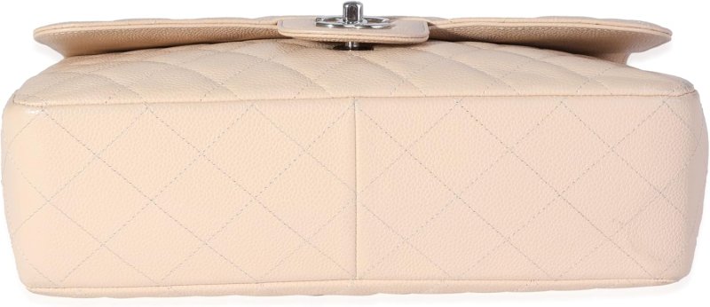 CHANEL PRE-LOVED BEIGE QUILTED JUMBO CLASSIC SINGLE FLAP BAG