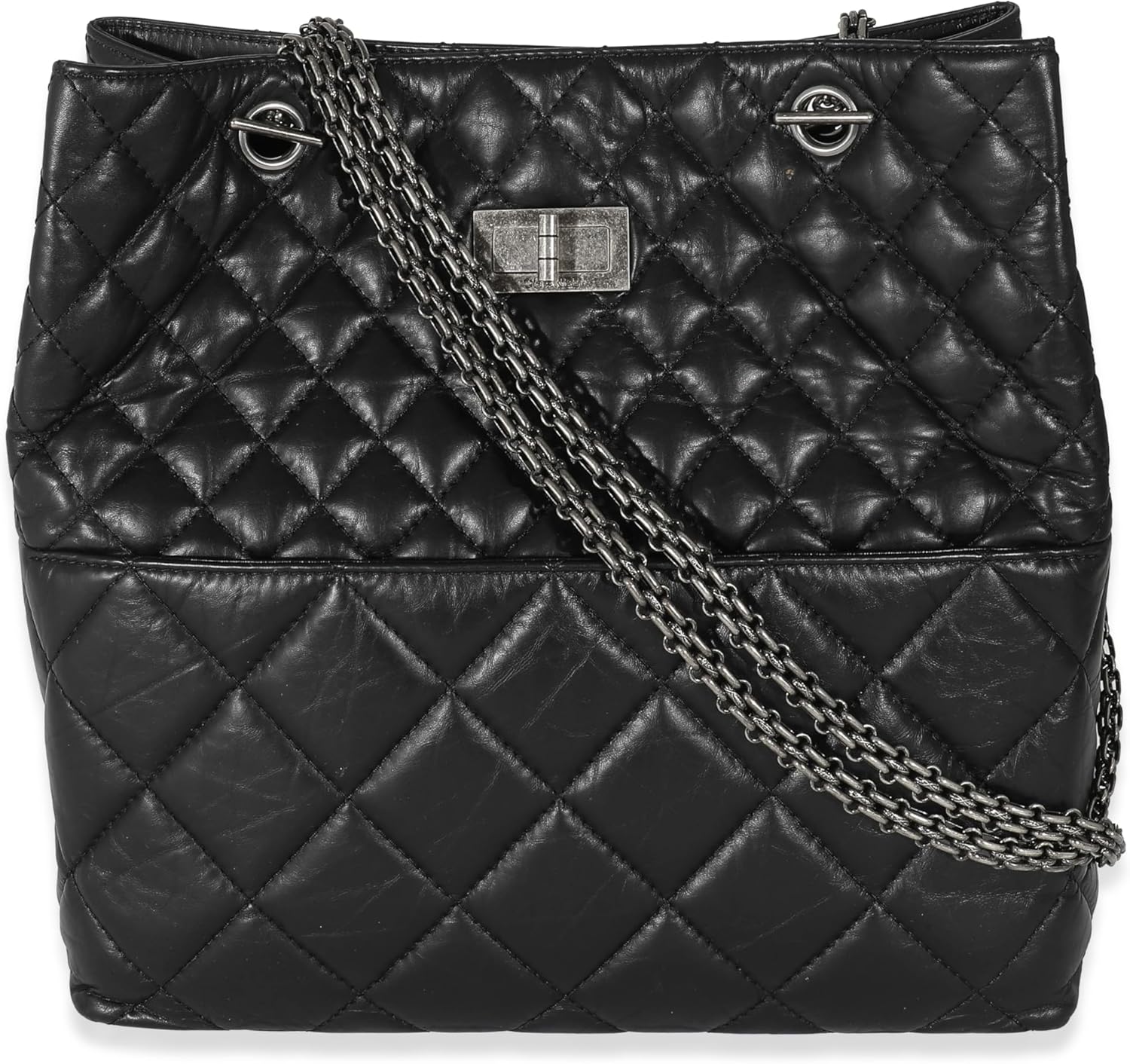 CHANEL PRE-LOVED BLACK CALFSKIN TALL 2.55 REISSUE TOTE