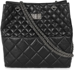 CHANEL PRE-LOVED BLACK CALFSKIN TALL 2.55 REISSUE TOTE