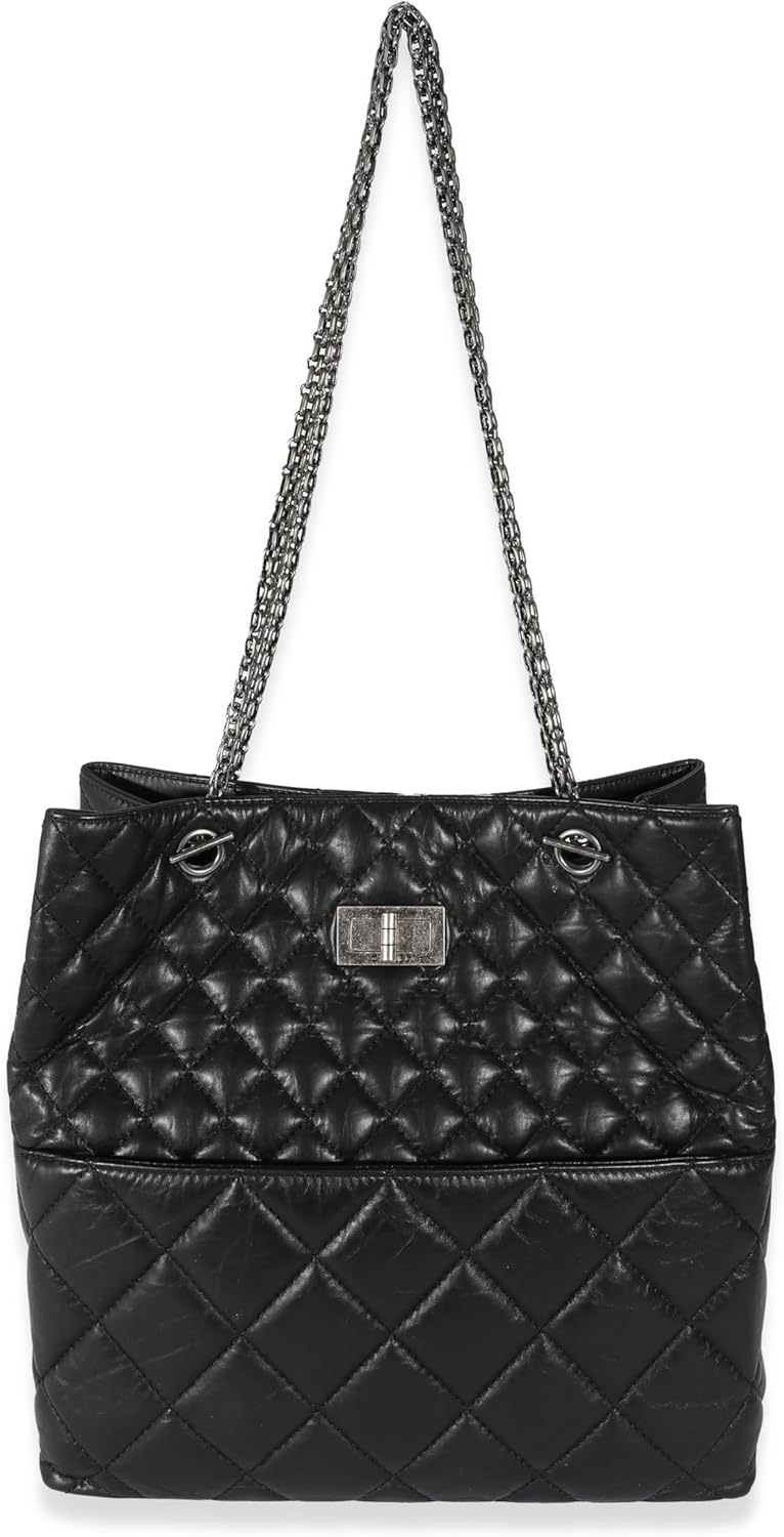 CHANEL PRE-LOVED BLACK CALFSKIN TALL 2.55 REISSUE TOTE