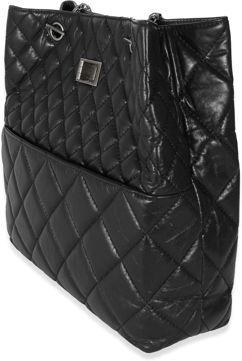 CHANEL PRE-LOVED BLACK CALFSKIN TALL 2.55 REISSUE TOTE