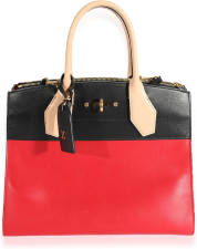 LOUIS  VUITTON PRE-LOVED ROUGE & BLACK CALFSKIN CITY STEAMER HANDBAG MM