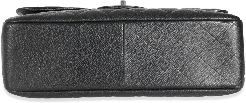 CHANEL PRE-LOVED BLACK QUILTED CAVIAR JUMBO CLASSIC SINGLE FLAP HANDBAG