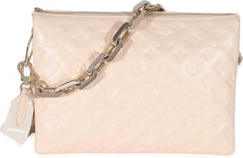 LOUIS VUITTON PRE-LOVED CREAM MONOGRAM PUFFY LAMBSKIN COUSSIN MM